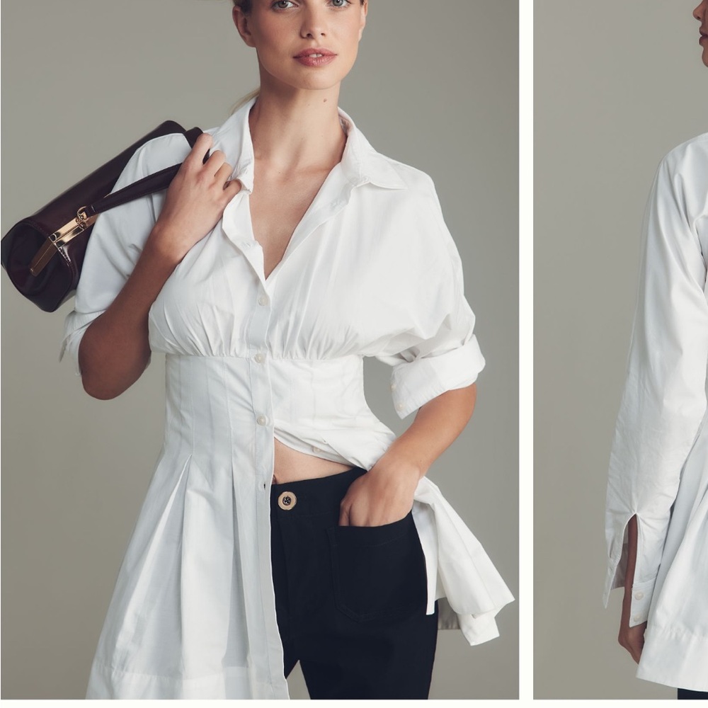 Anthropologie Bright White Blouse